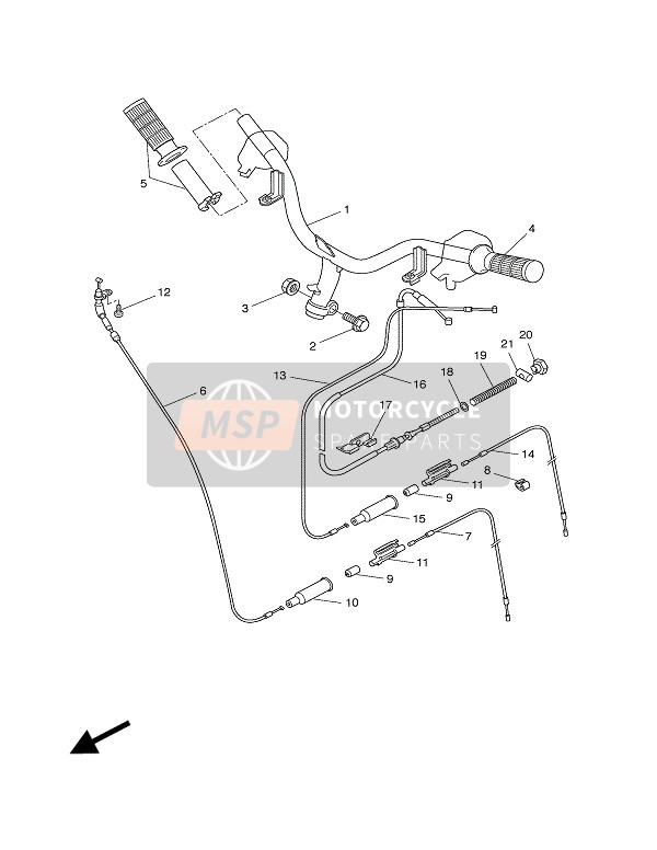 Yamaha CW50RS BOOSTER NG 2004 Stuurhandvat & Kabel voor een 2004 Yamaha CW50RS BOOSTER NG